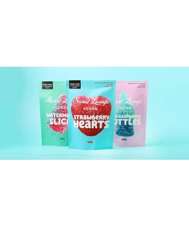 Sweet Lounge Vegan Fizzy Blue Raspberry Bottles | 1x 130g Pouch | Plastic free compostable packaging. Natural Colours & Flavours | Gluten-Free. Vegan. Share Bags (Fizzy Vegan Blue Raspberry Bottles) - Buy Online on GoSupps.com
