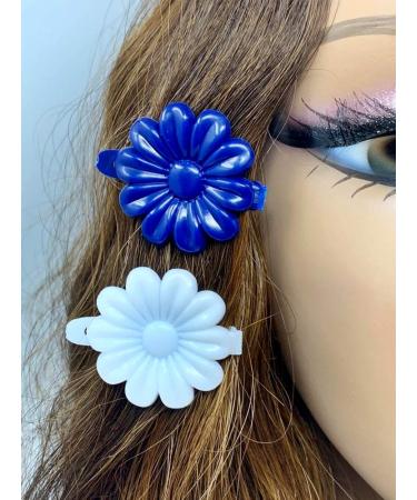 Tara Girls Self Hinge Plastic Flower Hair Barrettes 18-Piece Set (Blue White) - Buy Online on GoSupps.com