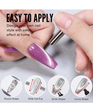 Reflective Glitter Cat Magnet Eye Gel Nail Polish 9D Rainbow Cat Eye Glitter Gel Nail Polish Dark Green Auroras Sparkling Shimmer Diamond Soak off UV Gel Nail Varnish DIY Nail Art GreenPurple - Buy Online on GoSupps.com