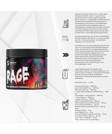 Insport Nutrition Rage Pump ProWorkout & Training Booster - Citrulline Beta-Alanine L-Arginine & Caffeine - 300g Orange Powder | 85 Portions - Buy Online Internationally - Buy Online on GoSupps.com
