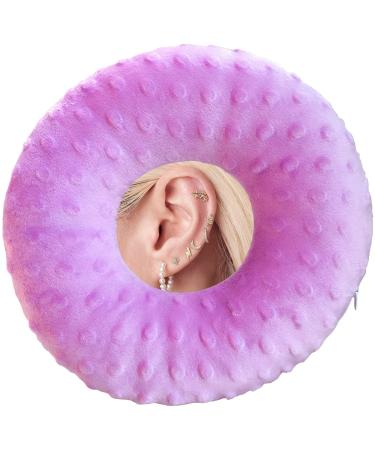 Ear Hole Piercing Pillows for Ear Pain Side Sleeping CNH Pillow Pressure Sore Pain Relief Ear Guard Protector Lifesaver Tinnitus Support Neck Head  Minky Dot Lavender