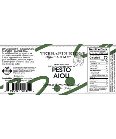 Terrapin Ridge Farms Pesto Aioli - 8 oz Squeeze Bottle for Grilled Chicken & Wraps - Buy Online on GoSupps.com