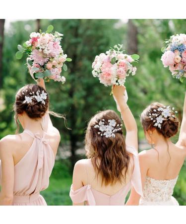 Bridal Hair Accessories Wedding Hair Accessories For Women Bridal Hair Pins Bridesmaid Hair Accessories Flower Bridal Hair Clips U-Shaped Wedding Hair Clips For Women Girls(Silver) - Buy Online on GoSupps.com