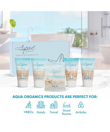 Shoppe All-In-Kit: Aqua Organics Hotel Toiletries Set | 1oz Travel Size Shampoo Conditioner Lotion Body Wash & Bar Soap | Ideal for Guest Hospitality AirBnB & Vacation Rentals | Bulk 5-Piece Pack - Buy Online on GoSupps.com