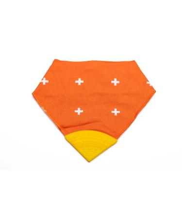V&D HOME - Baby and Toddler Dribble Bib with Teether | 0-18 month Teething Bibs for Baby and Toddler | 100% BPA & Pthalate Free | Bandana bib with teether Orange