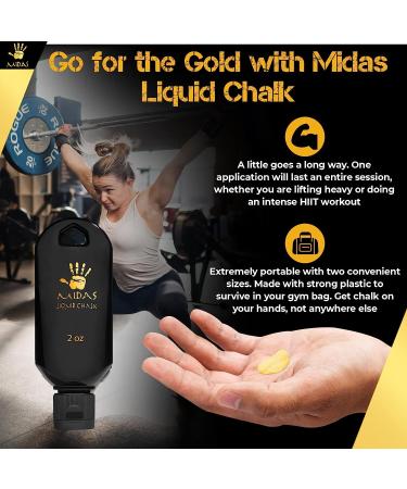 MIDAS Grip Liquid Chalk 6oz - Pro Quality Hand Chalk for Gym, Lifting, Rock Climbing - Mess-Free Grip Enhancer for Weightlifting, Crossfit, Powerlifting - Buy Online on GoSupps.com