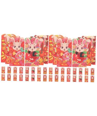 ABOOFAN 60 Pcs 2023 Red Envelope Lunar Rabbit Year Decor Red Money Packets Hongbao Envelopes Red Gifts Money Packet Kids Wallets 2023 Year Red Packet Child Paper Gift Bag New Year As Shown 4x2pcs 16.4X8.9CMx2pcs
