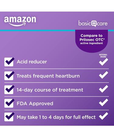 Amazon Basic Care Omeprazole 20mg Mini Capsules - 42 Count - Acid Reducer for Heartburn - 24HR Relief - Buy Online on GoSupps.com