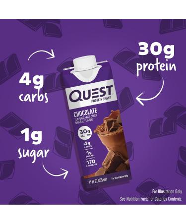 Quest Nutrition Ready To Drink Chocolate Protein Shake High Protein Low Carb Gluten Free & Tortilla Style Protein Chips Low Carb Nacho Cheese 1.1 Ounce (Pack of 12) - Buy Online on GoSupps.com
