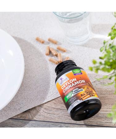 Certified Organic Ceylon Cinnamon Capsules 1800mg - Vegan Cinnamomum Verum Vitamins - 120 Capsules - Buy Online on GoSupps.com