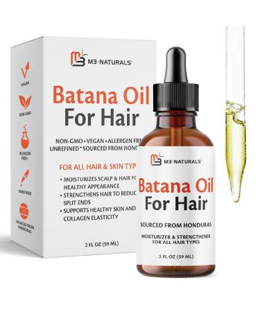 M3 Naturals Vegan Batana Oil | Unrefined Batana Oil for Hair & Skin | Supports Healthy Skin & Collagen Production | 100% Pure Batana & Non-GMO | 2 FL OZ (59 ML) Batana Oil 1 Pack
