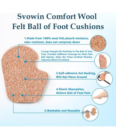 12-Pack Self-Adhesive Wool Felt Ball of Foot Cushions - Gel Metatarsal Pads for Pain Relief & Support Non-Slip Insoles for Men & Women (Black Beige White - Buy Online on GoSupps.com
