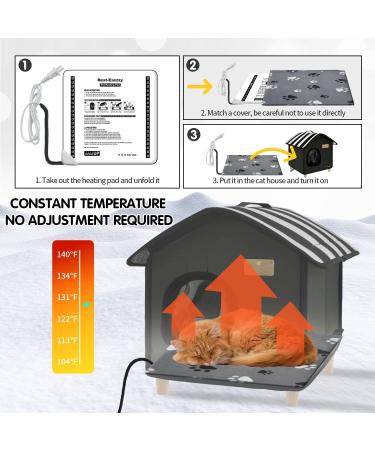 Rest-Eazzzy Weatherproof Cat House with Heat Pad - Outdoor Cat Bed for Cats, Dogs, and Small Animals - Black S Shelter - Buy Online on GoSupps.com