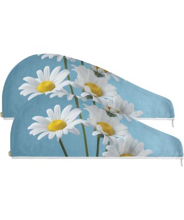 Buy Daisy Hair Towel 2 Pack - Super Absorbent Quick Dry Hair Turbans for Women & Girls | Fast International Shipping - Buy Online on GoSupps.com