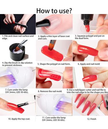 Buy Gzmayuen Poly Nail Set - Transparent Clear & White Extension Gel | 30ml Renailed Poler Poly Nail Kit for Perfect Nails - Buy Online on GoSupps.com