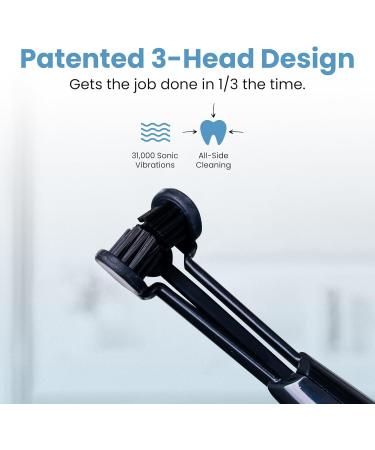 Triple Bristle Max Sonic Toothbrush | Dentist Approved 3 Sided Design | 4 Modes | Soft Charcoal Bristles | Rechargeable & Waterproof | International Shipping - Buy Online on GoSupps.com