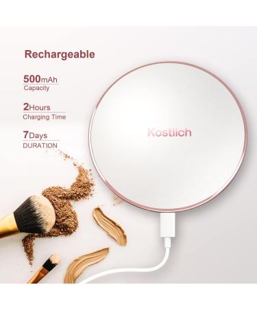 Kostlich LED Rechargeable Travel Makeup Mirror - 1x/7x Magnification, 4.7 Wide Portable Compact Folding Mirror - Buy Online on GoSupps.com