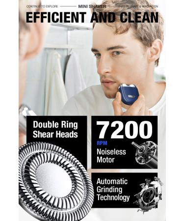 Alloy Mini Electric Razor for Men Portable Cordless Travel Electric Shaver USB-C Rechargeable Electric Shavers for Men IPX7 Waterproof Magnetic Detachable Head Dry Shave Leather Case Included Blue - Buy Online on GoSupps.com