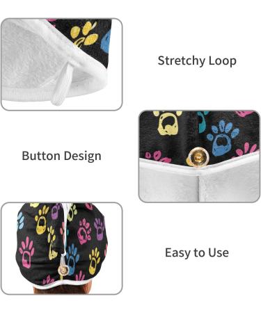 Colorful Doodle Paw Print Hair Towel 2 Pack | Super Absorbent Quick Dry Hair Turbans for Women & Girls Perfect Hair Drying Solution - Buy Online on GoSupps.com