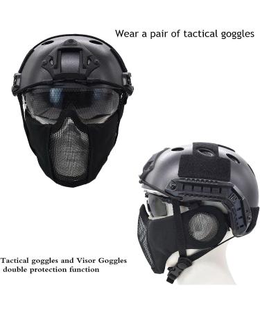 JFFCESTORE PJ Type Tactical Multifunctional Fast Helmet and Foldable Adjustable Half Mesh Mask Black - Buy Online on GoSupps.com