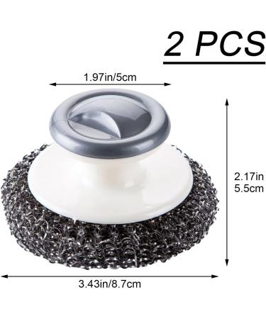 2 Pcs Steel Wool Scrubber with Handle Heavy Duty Dish Scrubber Kitchen Cleaning Brush for Pots Pans Grills Sink - Buy Online on GoSupps.com