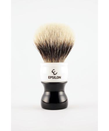Shaving brush with two stripes Epsilon white & black 55 / 26 mm