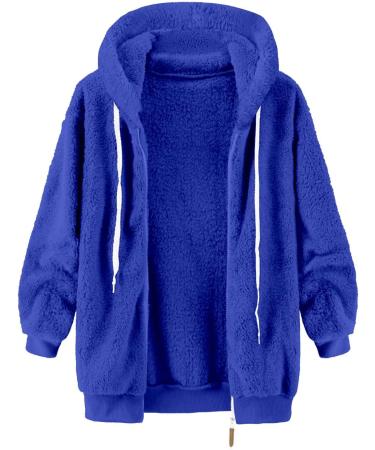Hanxiulin Women's Oversize Plush Jacket | Warm Lined Fleece Hiking Coat | Lightweight Quilted Outdoor Winter Jacket 4XL Blue - Buy Online on GoSupps.com