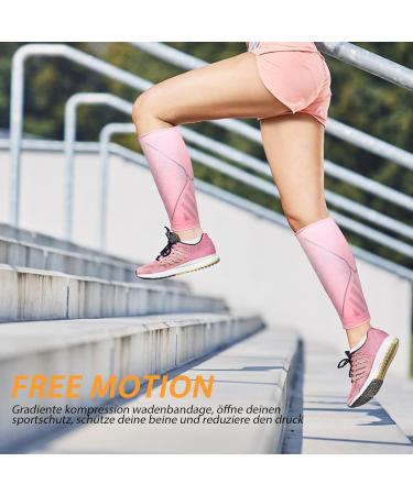 Calf Bandage Compression Sleeves for Pain Relief | Waden Compression Stockings Without Foot for Men & Women | Support for Training Cycling & Running - Pink M - Buy Online on GoSupps.com