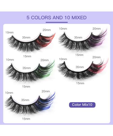 Shop Colored Eyelashes - Fluffy 6D Mink D Curl Strip Lashes | 10 Pairs Natural Wispy False Eyelashes - Buy Online on GoSupps.com