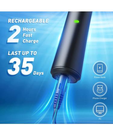 Sonic Electric Toothbrush for Adults with 10 Brush Heads - Rechargeable, Fast Charge, 35 Days Battery Life, 40000VPM, 3 Modes - Black - Buy Online on GoSupps.com