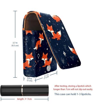 Stylish Leather Lipstick Case & Lip Gloss Organizer with Mirror - Mini Fox Design | Shop Internationally - Buy Online on GoSupps.com