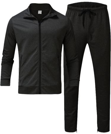 Shop Hanxiulin Men's Long Jogging Suit - Polyester Sweatshirt & Jogger Pants | Lightweight Training & Leisure Wear in Dark Gray - Buy Online on GoSupps.com