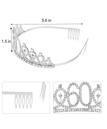 Tihebax 60th Birthday Sash and Tiara Set - Fabulous Decorations and Gifts for Women's 60th Birthday Party (Silver) - Buy Online on GoSupps.com