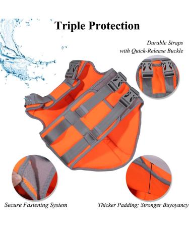 Vivaglory Sporty Neoprene Rescue Vest for Dogs - Orange XL (74-84cm) | Durable & Comfortable Pet Security Harness - Buy Online on GoSupps.com