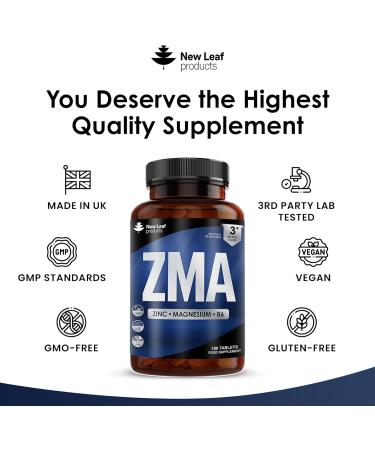 ZMA Supplements 180 Tablets for Muscle Recovery & Sleep Aid - Zinc, Magnesium, Vitamin B6 - Vegan & UK-Made - Buy Online on GoSupps.com