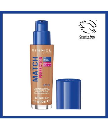 Rimmel Match Perfection Foundation 301 Warm Honey - Flawless Coverage for All Skin Tones - Buy Online on GoSupps.com