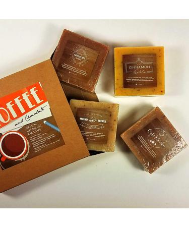 Handmade Coffee & Chocolate Scented Bar Soap Gift Set - 4 Full Size Natural Soaps with Olive Oil & Shea Butter - Perfect for All Skin Types - International Shipping Available - Buy Online on GoSupps.com