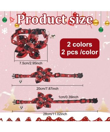 Webeedy Christmas Cat Neckbands - 4 Adjustable Breakaway Collars with Flower & Bell 18-28 cm Holiday Gifts for Cats - Buy Online on GoSupps.com