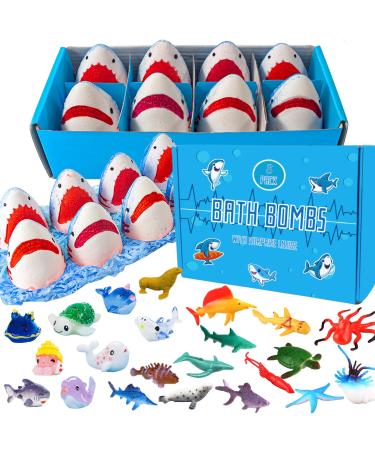 Shark Bath Bombs for Kids with Surprise Inside SEA Animals - Natural and Safe Bath Bombs Gift Set for Girls & Boys - Multicolored Organic Bubble Bath. Blue