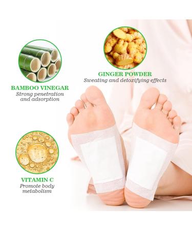 Buy Bamboo Vinegar Ginger Foot Pads - 10 Deep Cleansing Pads for Better Sleep | Travel & Home Use - Buy Online on GoSupps.com