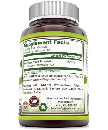Pure Naturals Valerian Root 500mg Capsules - Promotes Healthy Sleep - 120 Count - Buy Online on GoSupps.com