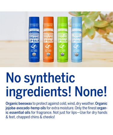 Dr. Bronner's Organic Lip Balm 6-Pack - Unscented with Beeswax, Avocado Oil & Jojoba Oil - for Dry Lips, Hands, Chin or Cheeks - Buy Online on GoSupps.com