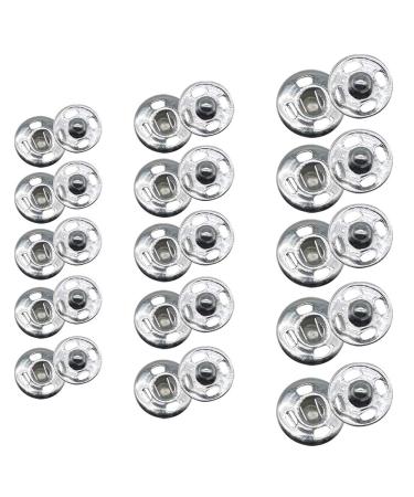 120 Sets 3 Sizes Sew Snap Buttons Metal Snap Fastener Buttons Press Button for Sewing Clothing Silvery (8mm 10mm 13mm) 8mm-10mm-13mm 120sets
