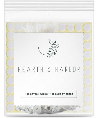 Hearth and Harbor 6-Inch Cotton Candle Wicks with Double-Sided Heat Resistant Stickers - 100 Pack for Candle Making - Buy Online on GoSupps.com