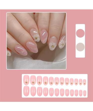 Nail stickers wearable nails summer short nail stickers cute white sweet sunflower false nails nail stickers 1 count (Pack of 1) - Buy Online on GoSupps.com