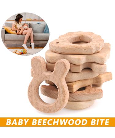 Tyfyh 8-Piece Wooden Baby Bite Ring Set | Safe Wooden Animal Teething Toys | DIY Craft Wooden Rings for Babies & Childcare - Buy Online on GoSupps.com