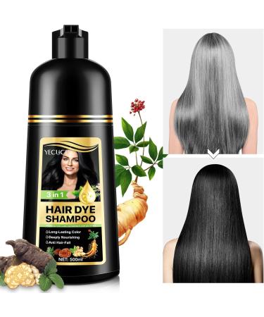  Uocasi Dye Shampoo For White Hair Instant Dye Shampoo For Men And Women - Natural And Durable Hair Care Shampoo Plant Dye 3 In 1-500 ML Black - Buy Online on GoSupps.com