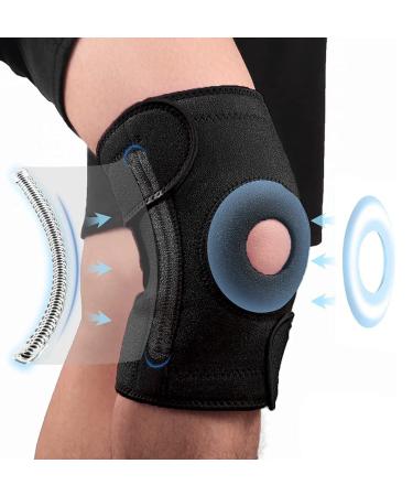 Knee Support Brace for Men M-XXL Plus Size Knee Compression Sleeves for Arthritis Joint Pain Ligament Damage Weight Lifting with Open Patella Pad/Side Stabilizers/3 Adjustable Straps Mens gifts BK M-XXL(15" to 22"/40cm to 56cm)
