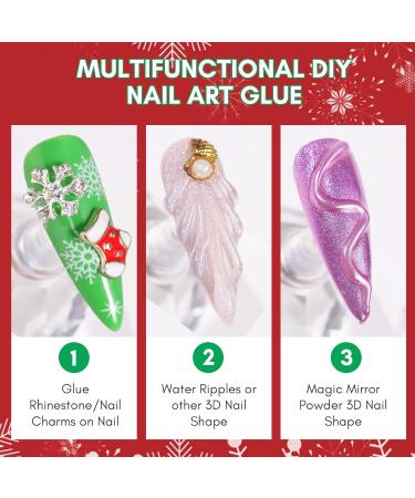 Makartt Christmas Rhinestone Glue Kit with Strong Adhesive Gel and Nail Crystal Tweezer - 3D Christmas Nail Charms and Gems included - Buy Online on GoSupps.com