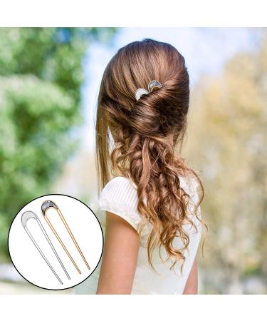 WLLHYF 4-Piece Vintage French U-Shaped Hair Pins for Women - Metal French U Pins for Elegant Buns and Chignon Hairstyles - Buy Online on GoSupps.com